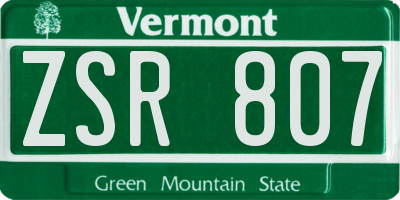 VT license plate ZSR807