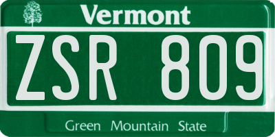 VT license plate ZSR809
