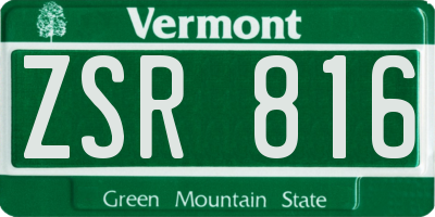 VT license plate ZSR816