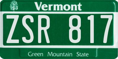 VT license plate ZSR817