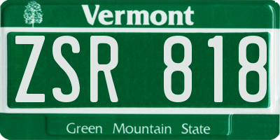 VT license plate ZSR818