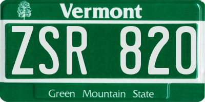 VT license plate ZSR820
