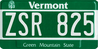 VT license plate ZSR825