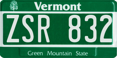 VT license plate ZSR832