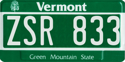 VT license plate ZSR833