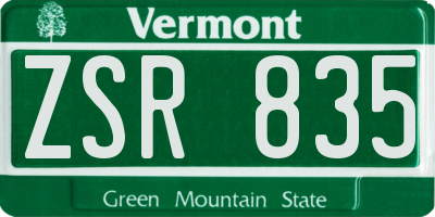 VT license plate ZSR835