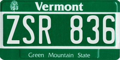 VT license plate ZSR836