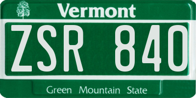 VT license plate ZSR840