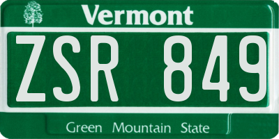 VT license plate ZSR849