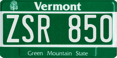 VT license plate ZSR850