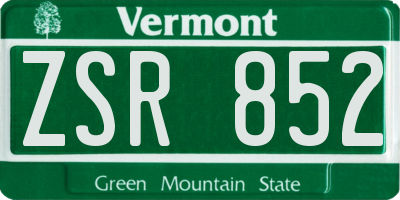 VT license plate ZSR852