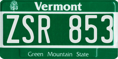 VT license plate ZSR853