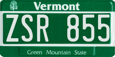 VT license plate ZSR855