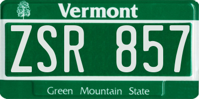 VT license plate ZSR857