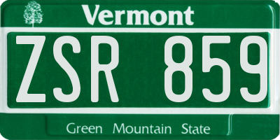 VT license plate ZSR859