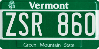 VT license plate ZSR860