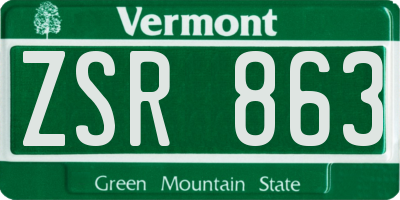 VT license plate ZSR863