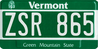 VT license plate ZSR865