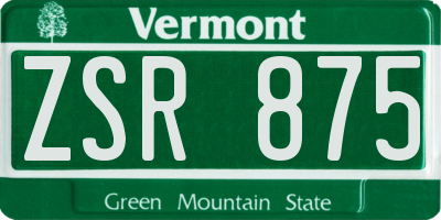 VT license plate ZSR875