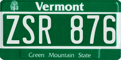 VT license plate ZSR876