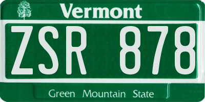 VT license plate ZSR878