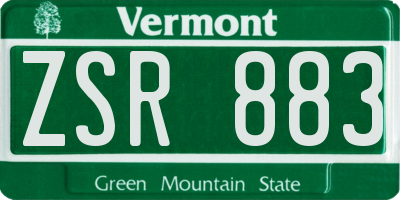 VT license plate ZSR883