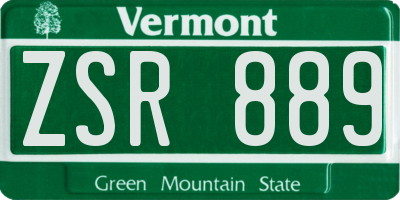 VT license plate ZSR889