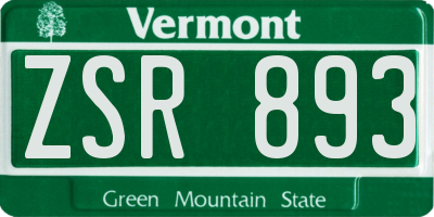 VT license plate ZSR893