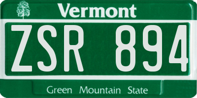 VT license plate ZSR894