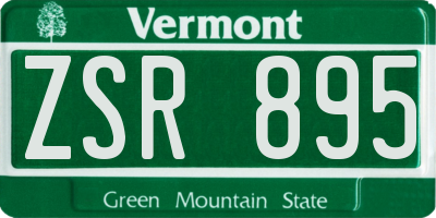 VT license plate ZSR895
