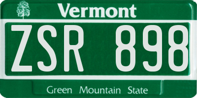 VT license plate ZSR898