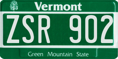 VT license plate ZSR902