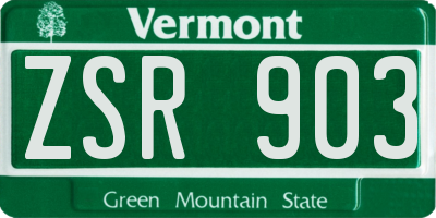 VT license plate ZSR903
