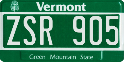 VT license plate ZSR905