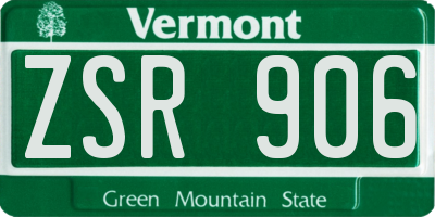 VT license plate ZSR906