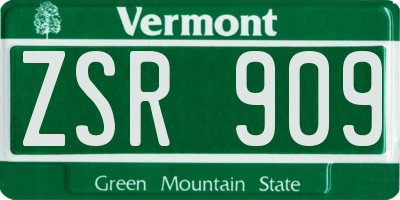 VT license plate ZSR909