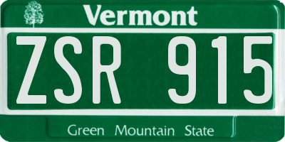 VT license plate ZSR915