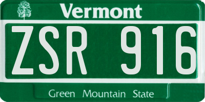 VT license plate ZSR916