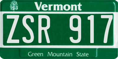 VT license plate ZSR917