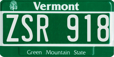 VT license plate ZSR918