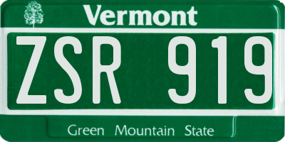 VT license plate ZSR919