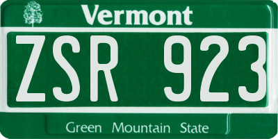 VT license plate ZSR923
