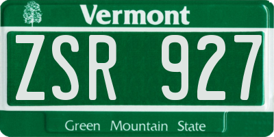 VT license plate ZSR927
