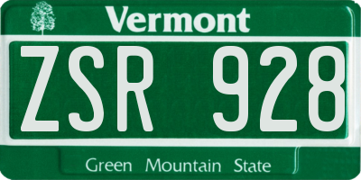VT license plate ZSR928