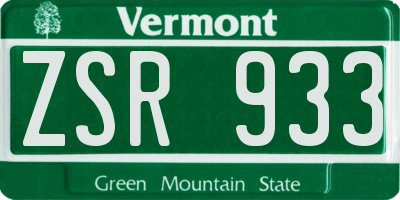 VT license plate ZSR933