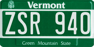 VT license plate ZSR940