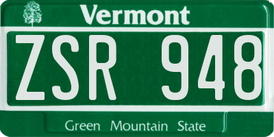 VT license plate ZSR948
