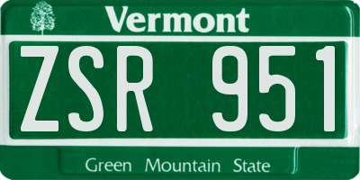 VT license plate ZSR951