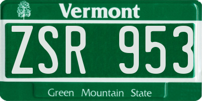 VT license plate ZSR953