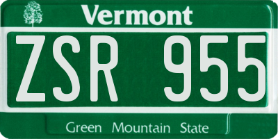 VT license plate ZSR955